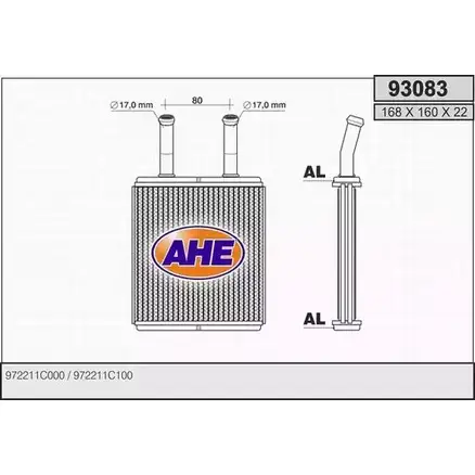 Радиатор печки, теплообменник AHE 36K9KTS 93083 2928133 930 83