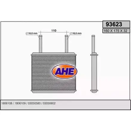Радиатор печки, теплообменник AHE 9362 3 93623 2928204 MB43EO изображение 0