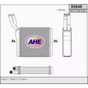 Радиатор печки, теплообменник AHE 93640 2928212 9 3640 OPM8BKW