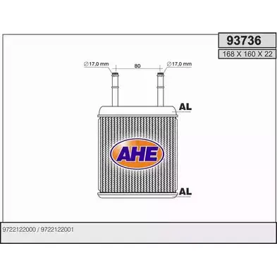 Радиатор печки, теплообменник AHE 9 3736 93736 L7LBZA6 2928249