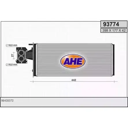 Радиатор печки, теплообменник AHE 93774 2928253 88PF 1L 6UM46T изображение 0