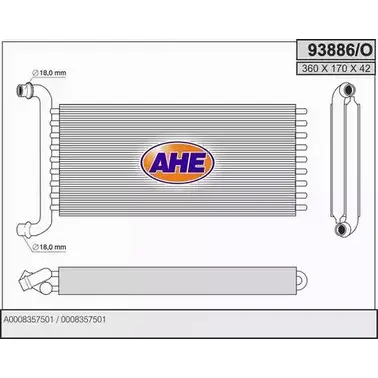 Радиатор печки, теплообменник AHE 93886/O 938 86/O 2928319 NK92R изображение 0