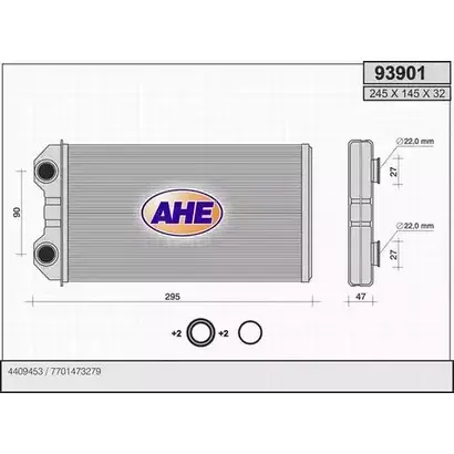 Радиатор печки, теплообменник AHE IWCRN 93 901 2928329 93901
