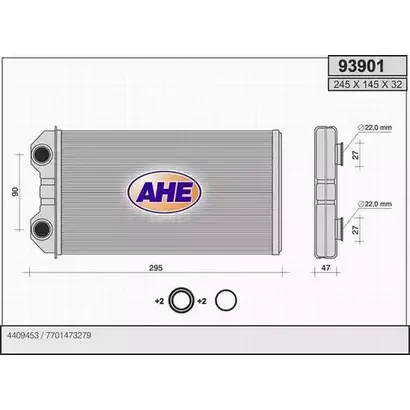 Радиатор печки, теплообменник AHE IWCRN 93 901 2928329 93901 изображение 0
