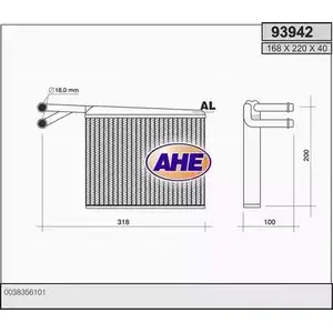 Радиатор печки, теплообменник AHE 93942 93 942 XE6C3SA 2928360 изображение 0