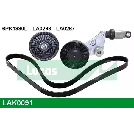Поликлиновой ременный комплект LUCAS ENGINE DRIVE LAK0091 LA0267 6P K1880L 2930240 изображение 0