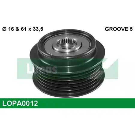 Обгонная муфта генератора LUCAS ENGINE DRIVE LOPA0012 01 23520004 2933680 078903016 изображение 0