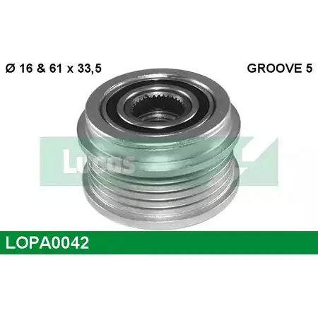 Обгонная муфта генератора LUCAS ENGINE DRIVE 0 123 510 045 2933705 LOPA0042 0 124 515 025 изображение 0