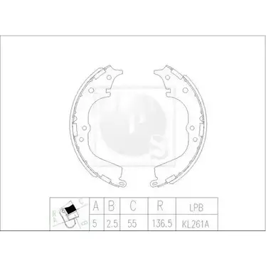 Тормозные колодки, комплект NPS T350A71 3010029 V71FB 0 9J3E