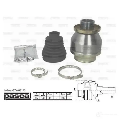 Шрус приводного вала, комплект PASCAL 1423732623 g7w031pc 2 NK62G 5900427399310