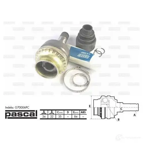 Шрус приводного вала, комплект PASCAL 5900427420502 g70006pc 3859675 JOJC 1B