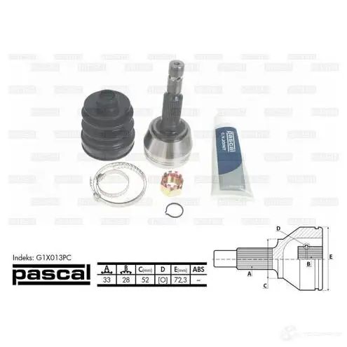 Шрус приводного вала, комплект PASCAL 3859325 42KJ MB g1x013pc 5900427421264 изображение 2