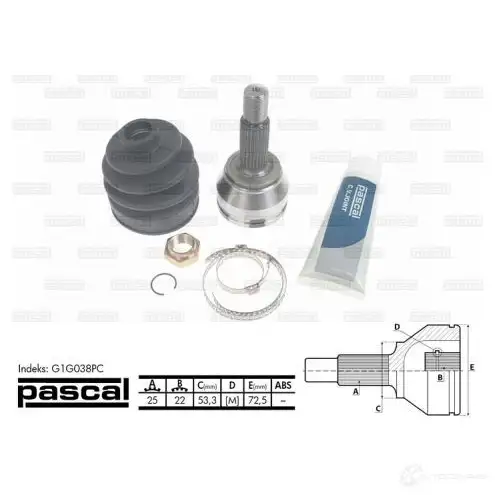 Шрус приводного вала, комплект PASCAL 5901170051432 0D7I P 3859128 g1f028pc - Изображение 1