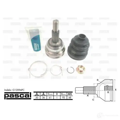 Шрус приводного вала, комплект PASCAL 17 GVM 5900427398801 1366819889 g12094pc - Изображение 1
