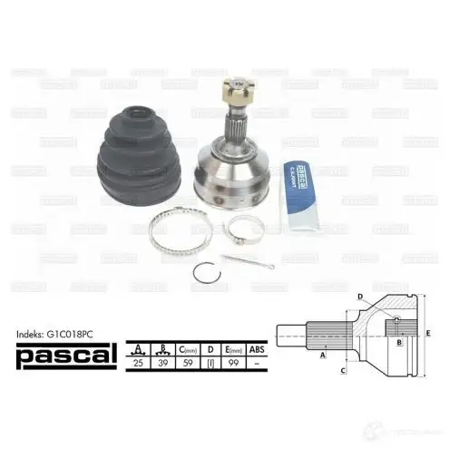 Шрус приводного вала, комплект PASCAL KN 8ZN 3859088 5900427414488 g1c018pc - Изображение 1