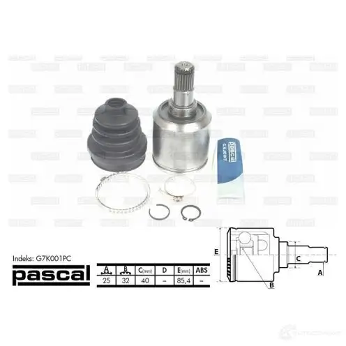 Шрус приводного вала, комплект PASCAL HS99H CN 3859761 5900427413627 g7k001pc - Изображение 1