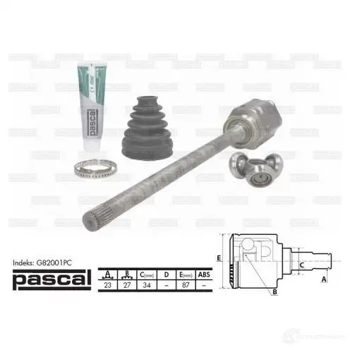 Шрус приводного вала, комплект PASCAL 5900427407787 3859820 IA L2JG g82001pc