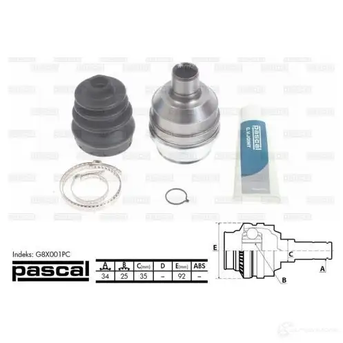 Шрус приводного вала, комплект PASCAL g8x001pc 5900427398733 3859862 8PI 2L0 - Изображение 1