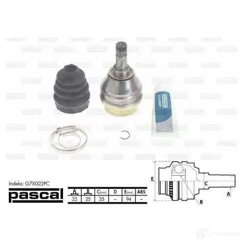 Шрус приводного вала, комплект PASCAL 5900427403758 PG2UW 2G 3859804 g7x022pc - Изображение 1