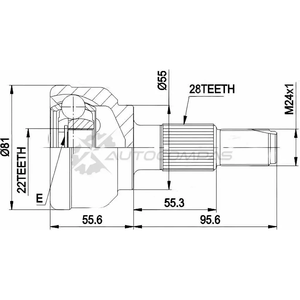 Шрус граната PATRON 3524143 PCV1300 N SNG7