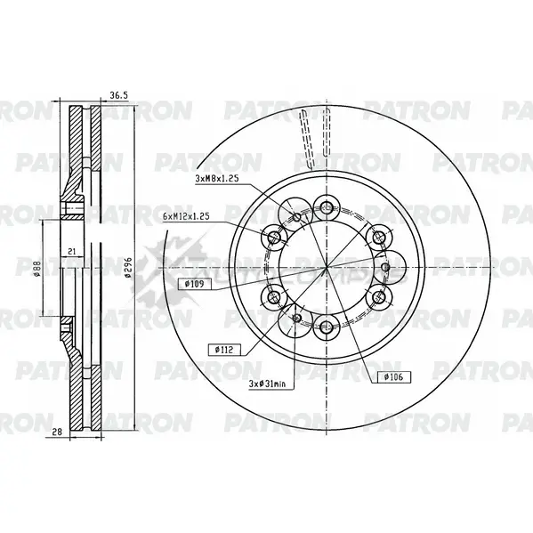 Тормозной диск PATRON PBD1034 LUF M2 1425544035