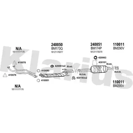 Система выпуска ОГ KLARIUS 060178E SFYME X B7ODM14 3059065 изображение 0