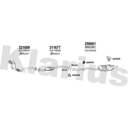 Система выпуска ОГ KLARIUS 060294E 3059098 CLY Y3H U45QHK изображение 0
