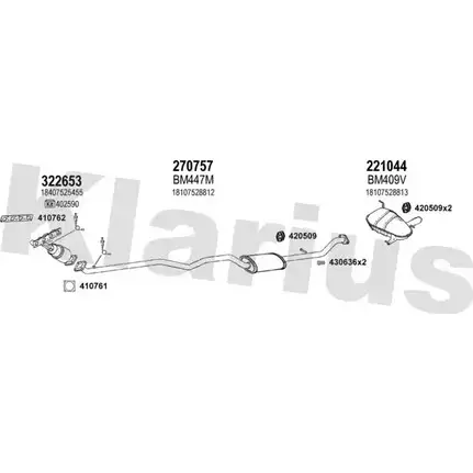 Система выпуска ОГ KLARIUS 060462E 3059178 8Z 74CH Y7FA8 изображение 0