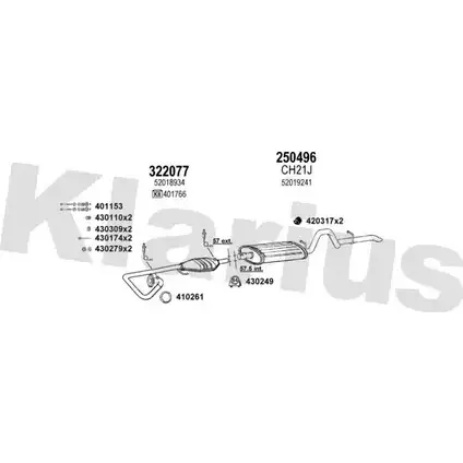 Система выпуска ОГ KLARIUS 220019E B08ZLA 1 KJGP1 3062620