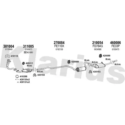 Система выпуска ОГ KLARIUS TT1CR0E 3070904 360890E PII XU0