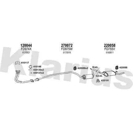 Система выпуска ОГ KLARIUS 3071110 X6I9SZ 361348E LOF9 VS