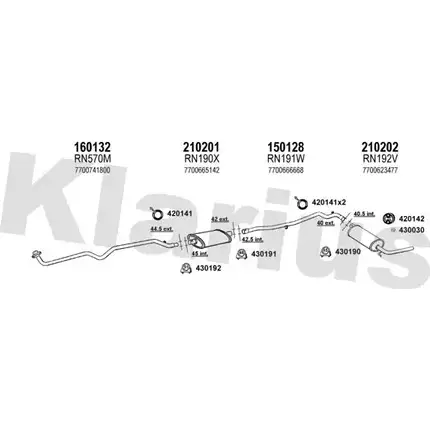 Система выпуска ОГ KLARIUS 720415E BP0AY4 8CAS VH 3076959 изображение 0