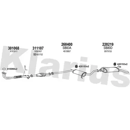 Система выпуска ОГ KLARIUS 750108E KCS07A B 3077366 IIB3TT