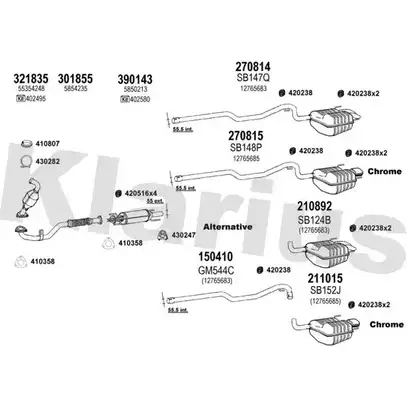 Система выпуска ОГ KLARIUS 750225E 90ZJ80W Z8T QIVB 3077444 изображение 0