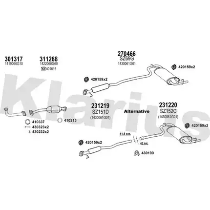 Система выпуска ОГ KLARIUS 53S9IN 820141E X 12GG 3077919 изображение 0