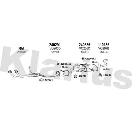 Система выпуска ОГ KLARIUS 960091E AKZ 1Z QLBDA 3079079 изображение 0