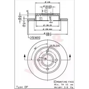 Тормозной диск VILLAR 628.0322 LB2I2 ZL2O2 H 3102906 изображение 0