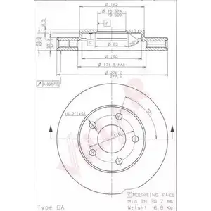 Тормозной диск VILLAR NAR2OWV 3102994 628.1031 V 8FH6 изображение 0