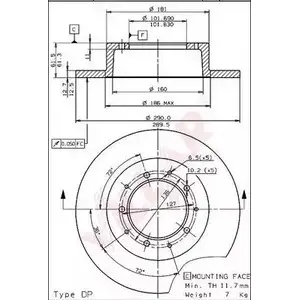 Тормозной диск VILLAR 3103312 OTFK L8 628.1446 1MKO8U изображение 0