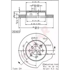 Тормозной диск VILLAR VO5 BE 3103440 4NLJ8CW 628.1607 изображение 0