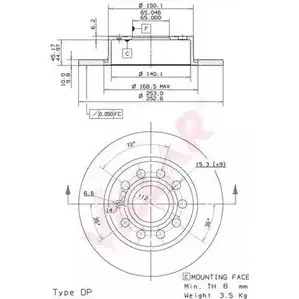 Тормозной диск VILLAR 3103584 AERA1 LC 628.1779 RPNIG2