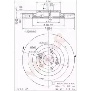 Тормозной диск VILLAR 3103654 W9P9R W1 AQMBA 628.1855 изображение 0