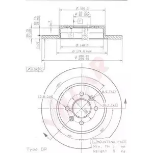 Тормозной диск VILLAR 3103730 93BJ8Z B 628.1935 7TL6U