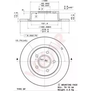 Тормозной диск VILLAR 4CTRGU 628.2067 3103839 S CDIV1
