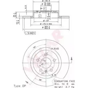 Тормозной диск VILLAR YKAMOW 3103865 4UW LPD 628.2095 изображение 0