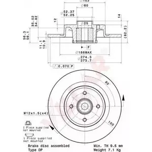 Тормозной диск VILLAR 3103906 CKC T0 628.2147 PJR21