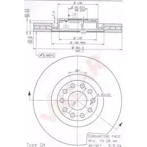Тормозной диск VILLAR 628.2172 3103931 Q4V3F HBSX8 NU