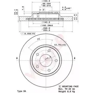 Тормозной диск VILLAR 3103950 628.2191 T C4CZ TPF5NNI