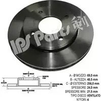 Тормозной диск IPS PARTS 5 YJEN0 3106745 G9KFA IBT-1582 изображение 0