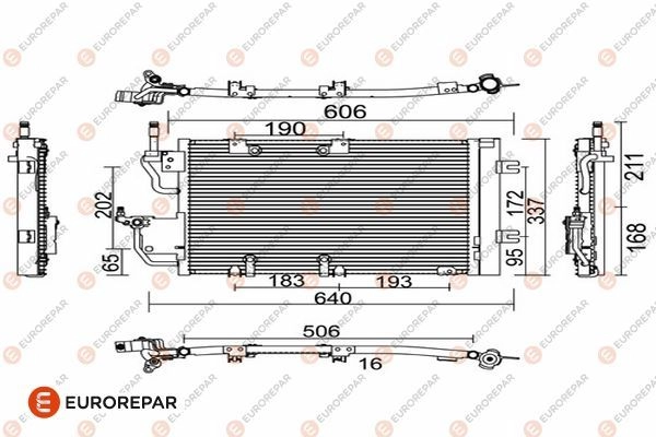 Радиатор кондиционера EUROREPAR 9QT5YE6 1609634380 Y2LQ QXG 1424886033